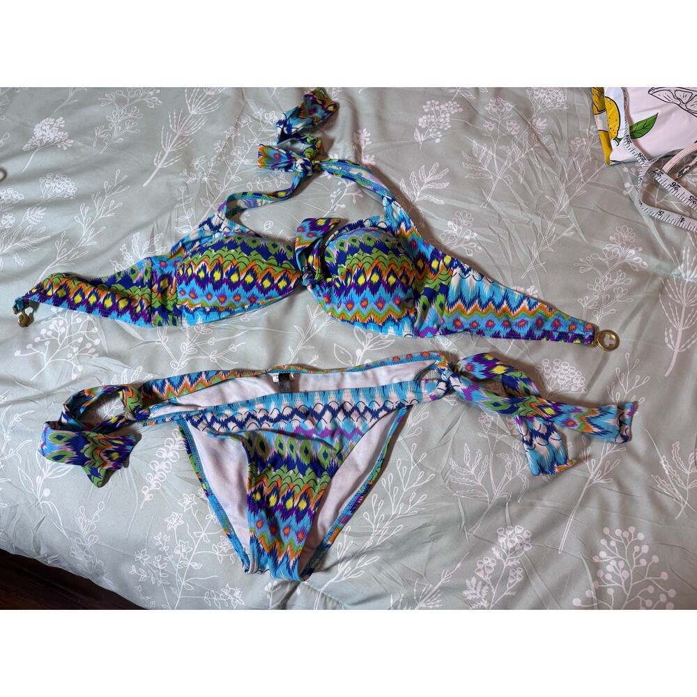 Small Tribal Bikini with tie top and bottom
